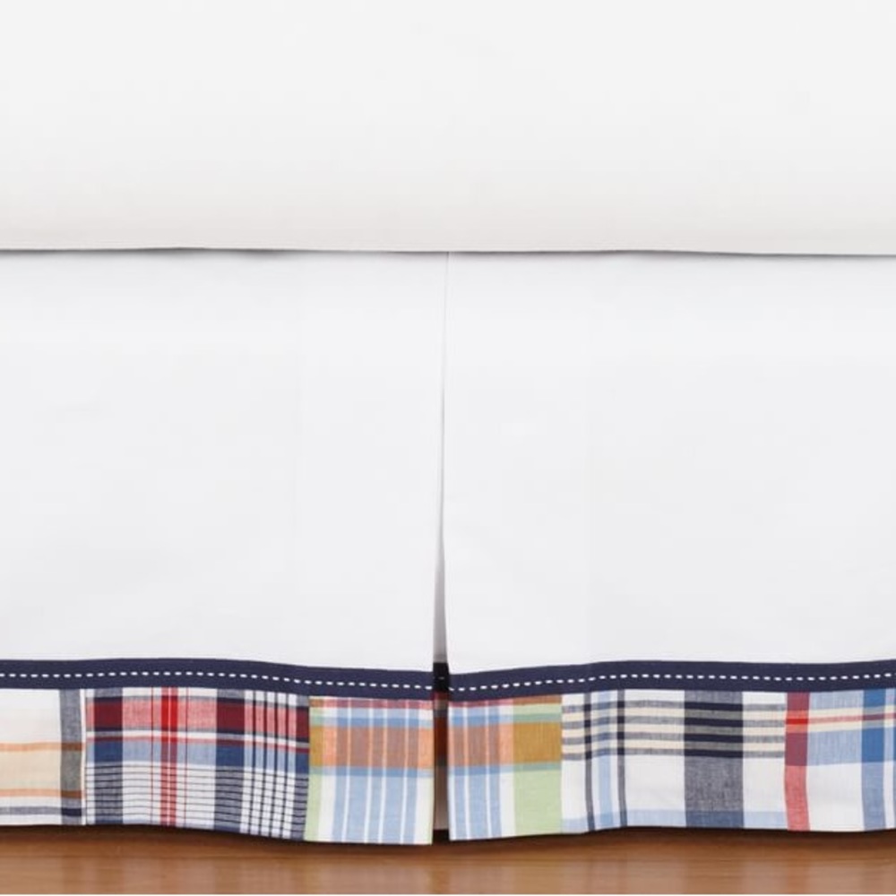 🛍️Pottery Barn White and Plaid Crib Bed Skirt🛍️